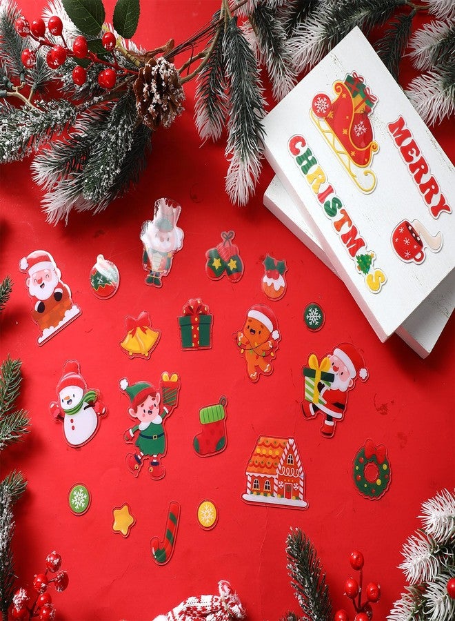 Gilprop 24 Pcs Christmas Thick Gel Clings Xmas Window Gels Decals Stickers Reusable Removable Gingerbread Man Santa Claus Window Cling for Christmas Party Decoration, 1 Sheet - Image 5